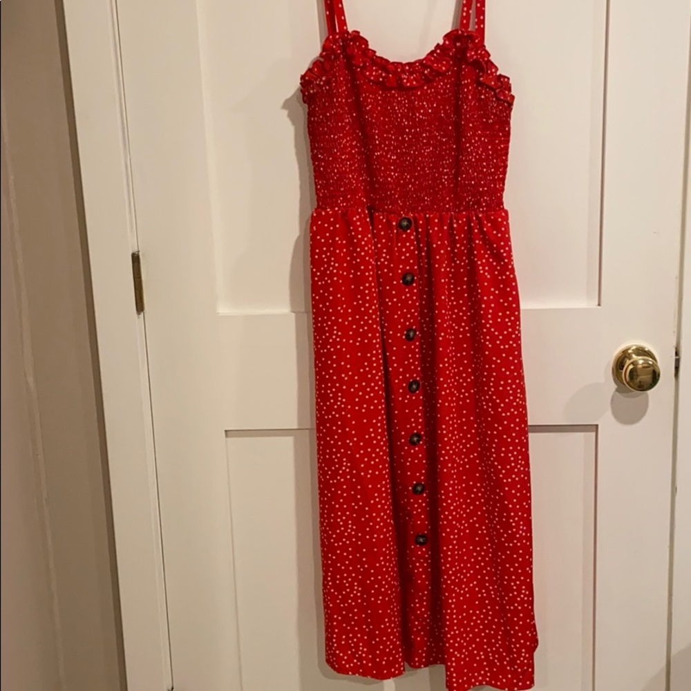 Red polka dot dress